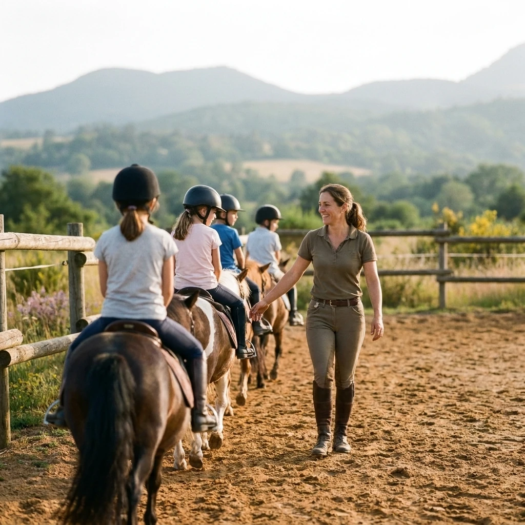Cours de poney à Puycapel, Cantal
